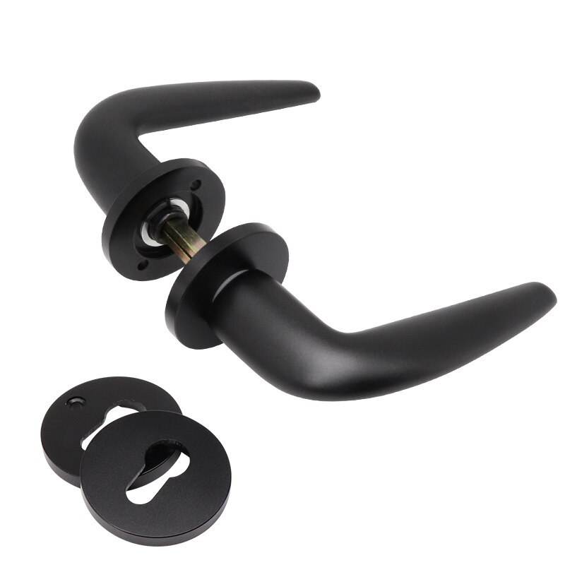 Marie  lh3019 moderne aluminium deurkruk voor binnendeuren, duurzame grendel met magneetslot, deurbeslag voor slaapkamer: Zwarte deurgreep