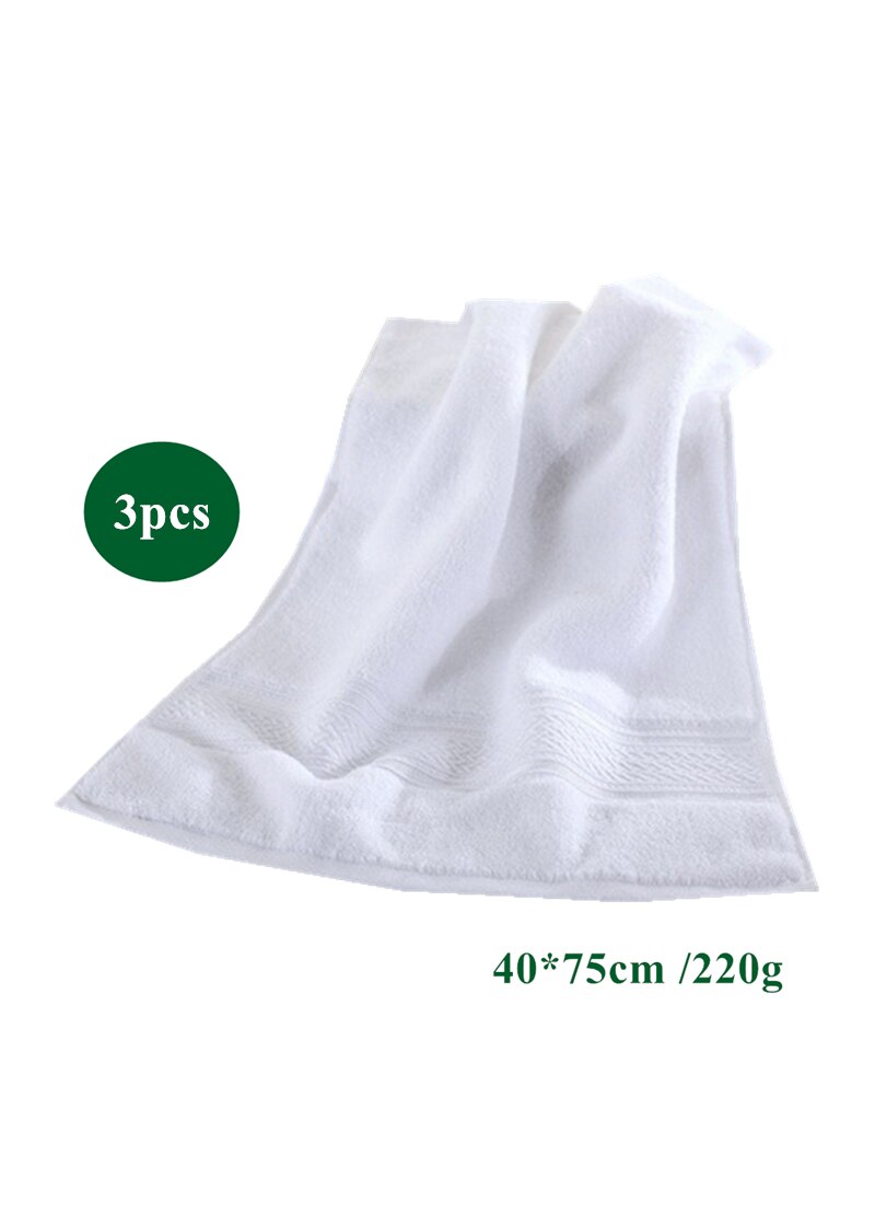 3 stk/parti egyptisk bomuld ansigtshåndklæder badeværelse rejse fitnesscenter hotel håndklæder til voksne 40*75cm superabsorberende frottéhåndklæder: Hvid