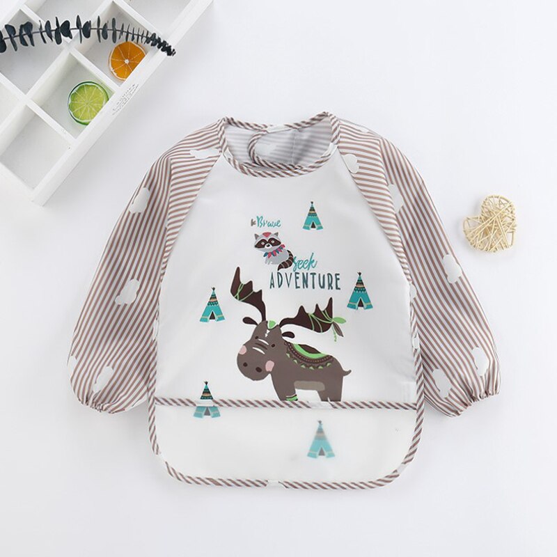 1 pc baby peuter lange mouwen waterdichte dieren cartoon voeding slab schort zak: Elanden