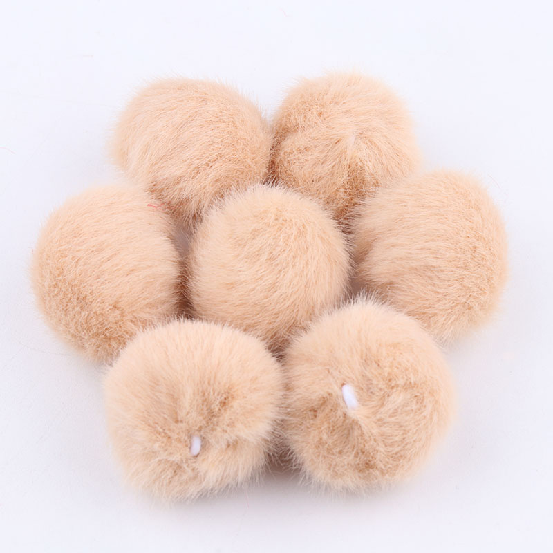 35mm/10 Uds. Bolas de piel de conejo pompón Artificial Multi color pompón DIY pompones manualidades para bolas de pelo Furball suministros de costura: kakhi