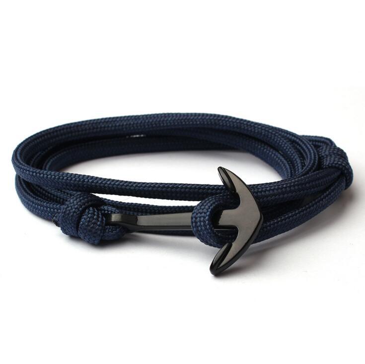 Kotwica bransoletki mężczyźni Double strand Nautical Survival Rope bransoletka Paracord kobiety czarna klamra sportowa ze stali nierdzewnej: Navy blue rope