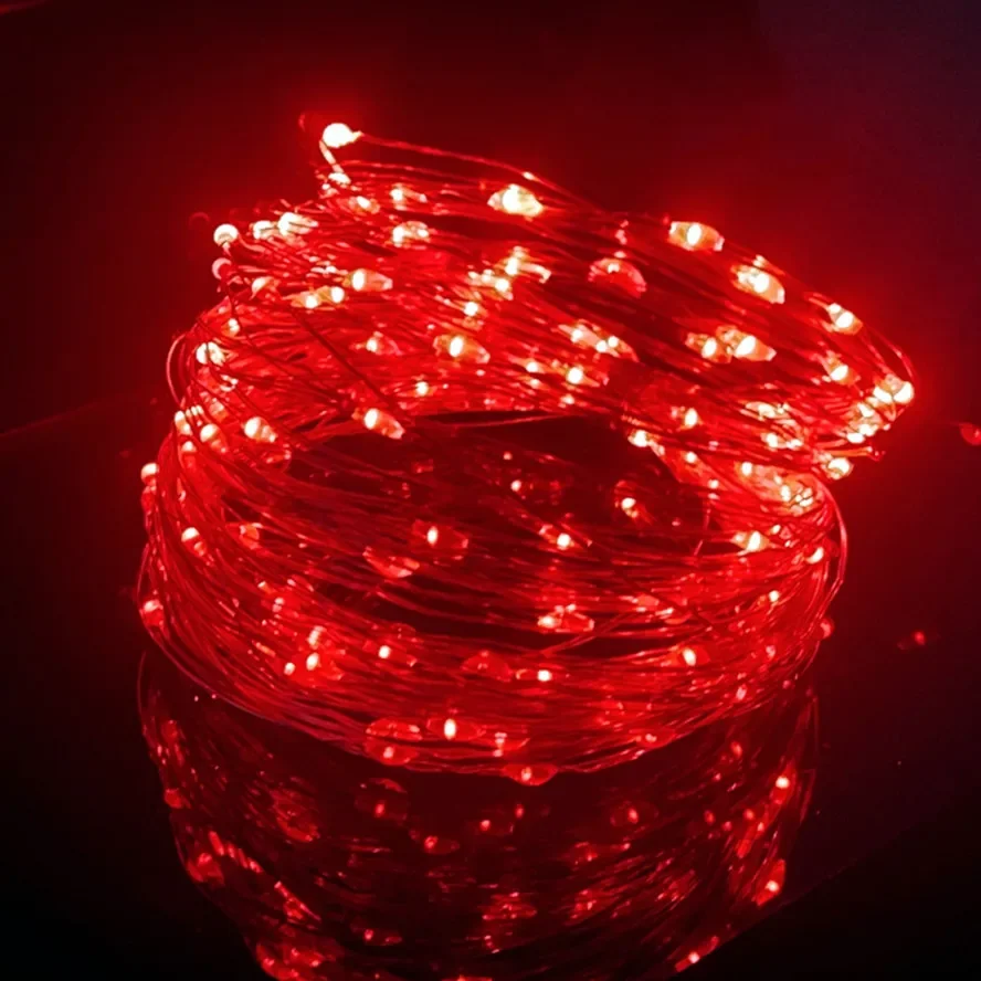 10LEDs/M Led Copper Wire Fairy Light 3V White LED String Lights Battery DIY Wedding Party Christmas Decoration Wreath Lights: green / 300W