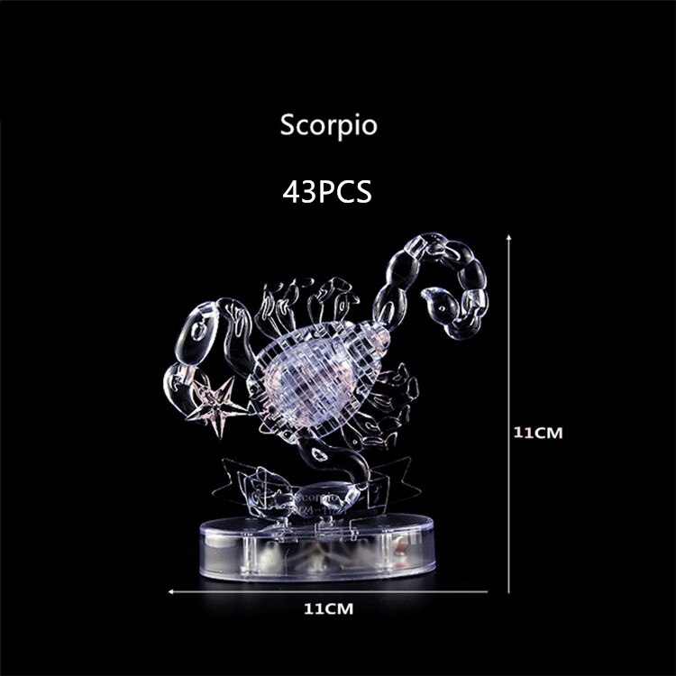 Assembly Horoscope 3D Crystal Puzzle Flashing LED Light Kids 12 Constellations Horoscope Jigsaw Puzzle Toys For Kids: Scorpio