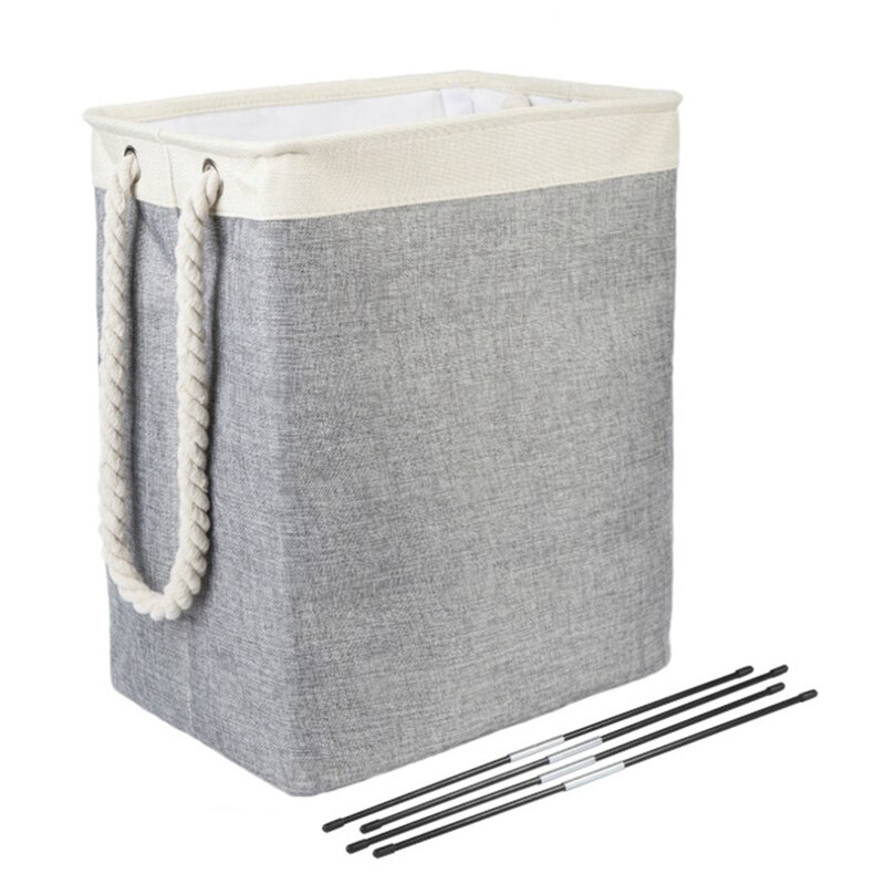 Vencier 88L Divided Canvas Laundry Basket With Lid – Collapsible, Large Rectangle