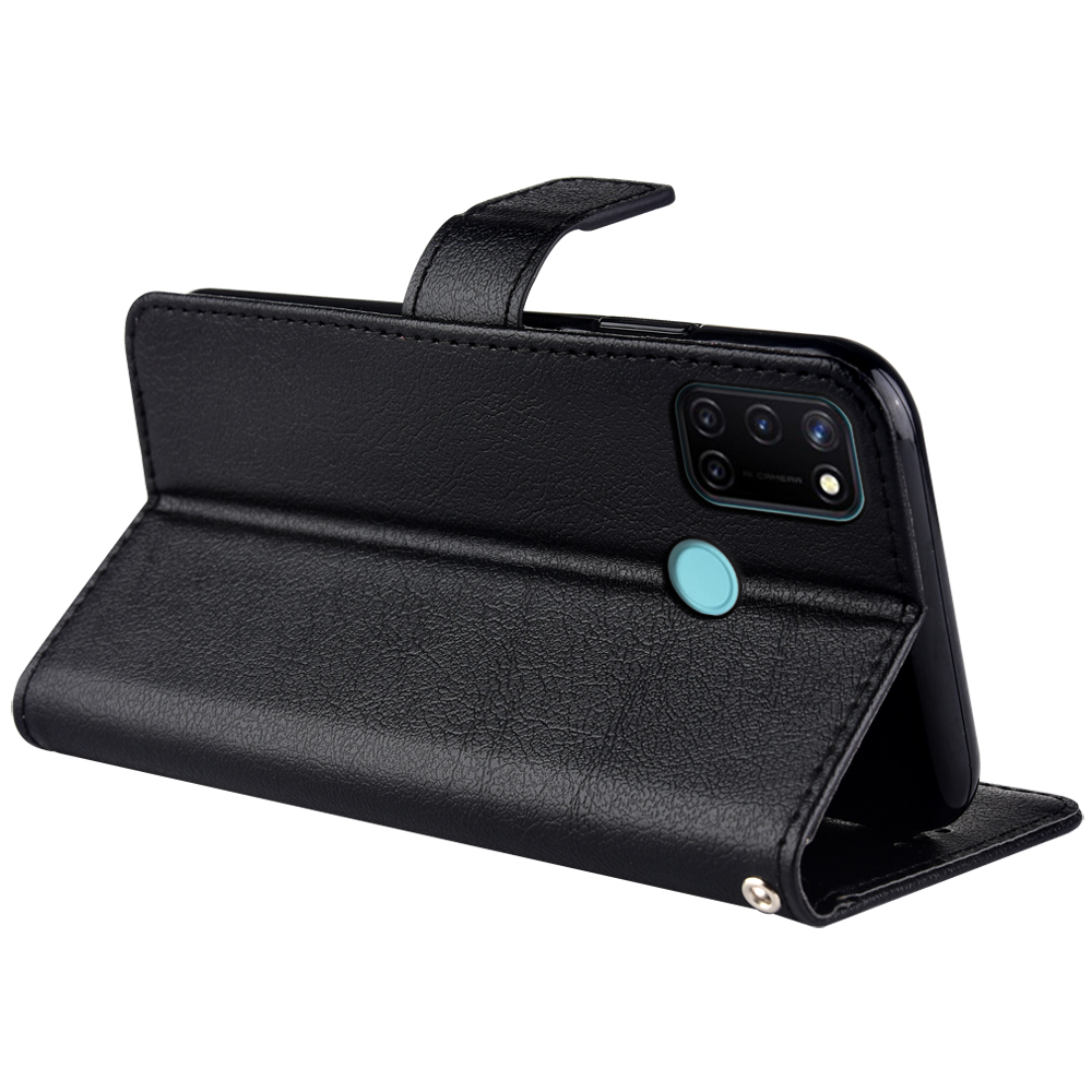 Flip Wallet PU Leather Case For Realme 7i (India Funda Stand Business Phone Holster Stripe Protect Cover