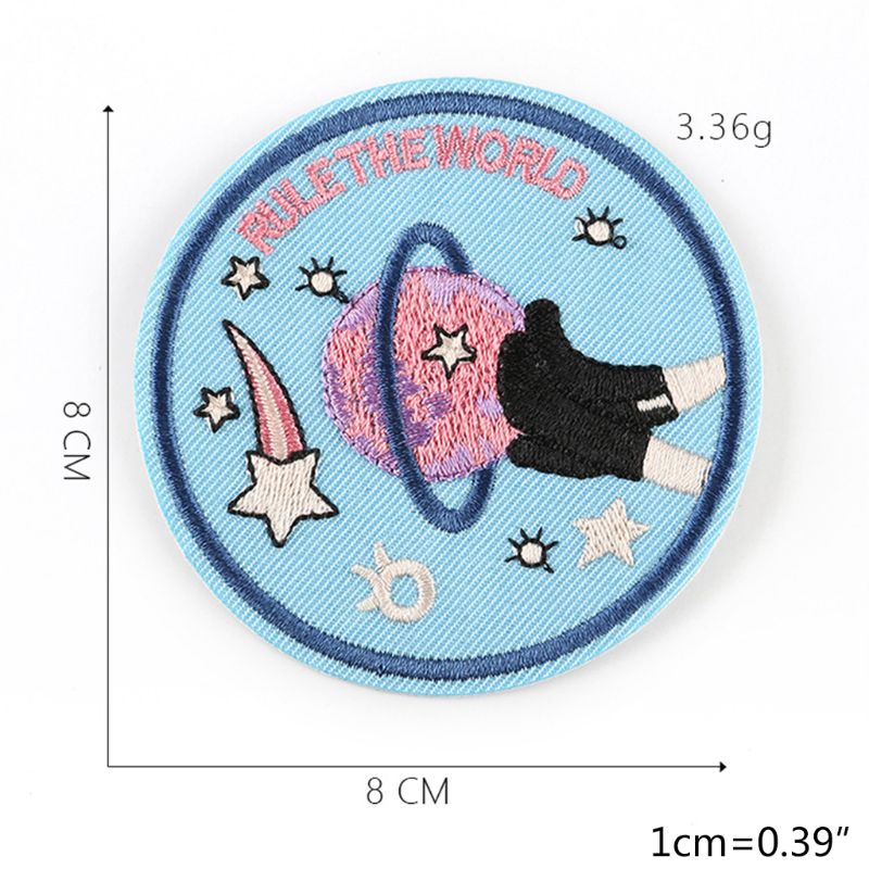 9 stk geometrisk badge patch bjergplanet broderet jern på/syning applikation  a2ua