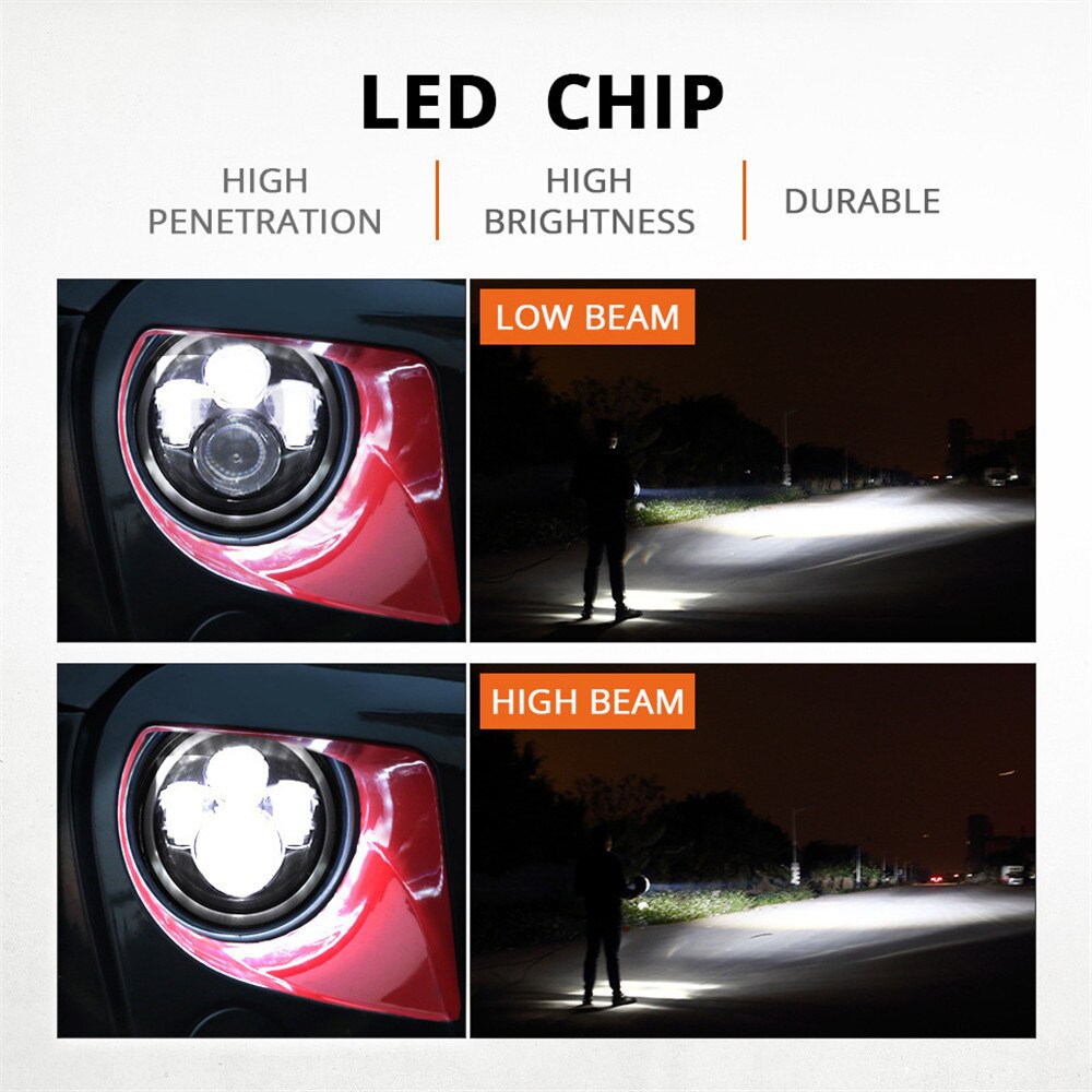 Faros LED de 7 pulgadas para Niva, luces DRL Hi/Lo de 50W, anillo Halo ámbar de ojo de Ángel para motocicleta Lada Offroad 4x4 UAZ, 12V y 24V, 1 par