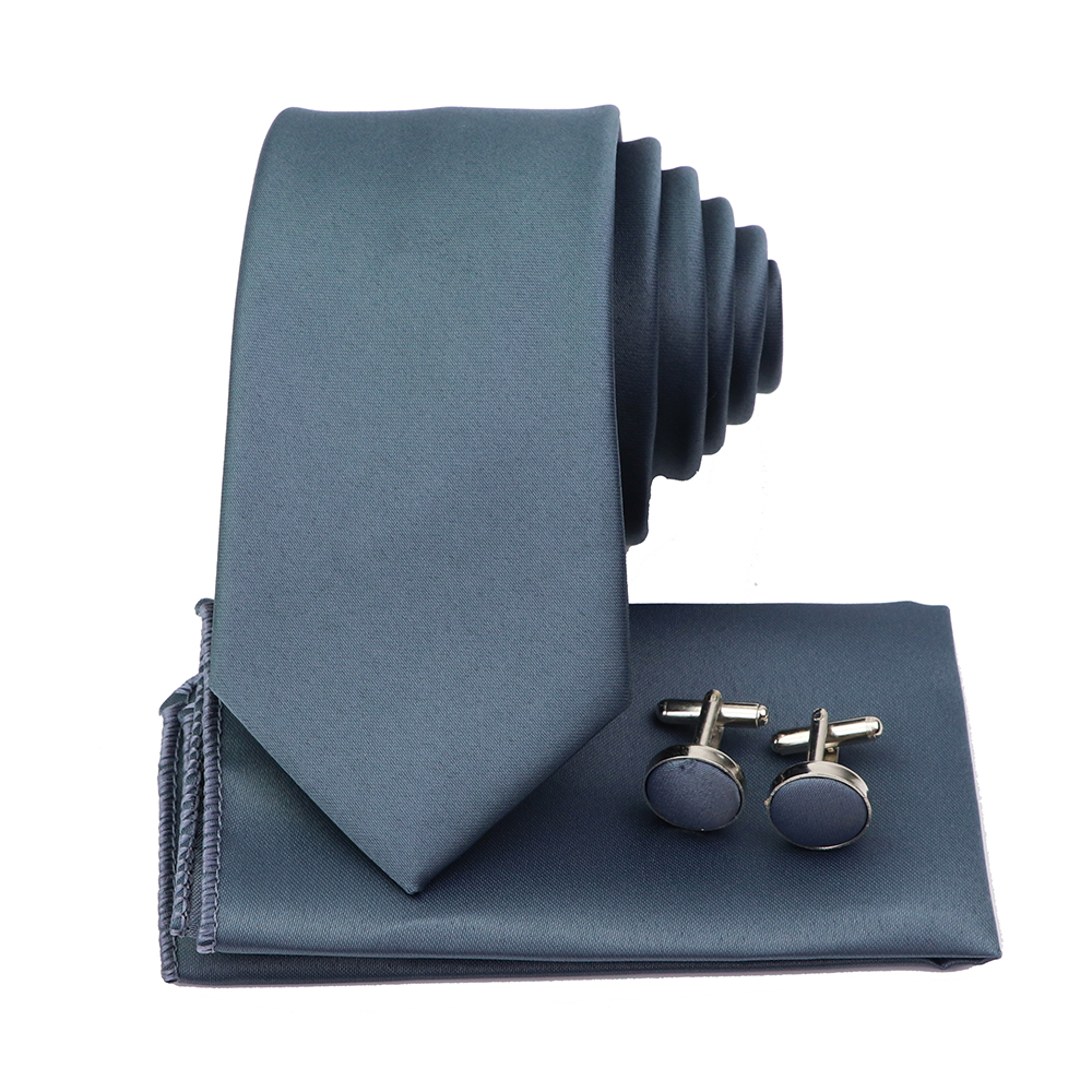 Heren Kleurrijke Polyester Stropdas Bowtie Cufflink Broche Set Salie Groene Roze Stropdassen Zakelijke Bruiloft Shirt Accessoires Cadeau