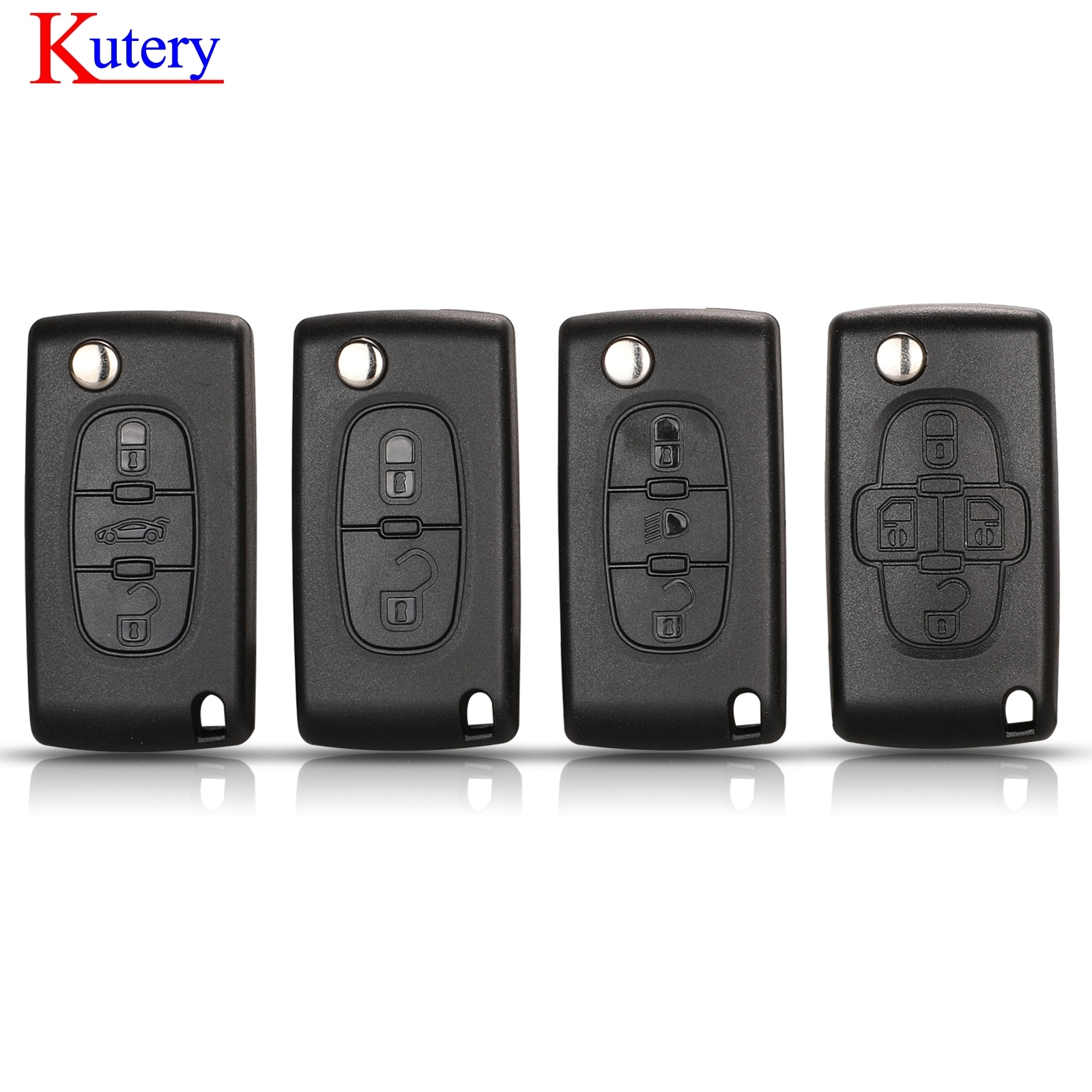 kutery 2/3 Button Flip Fob Car key Case Shell for Peugeot 207 307 308 407 607 807 Partner