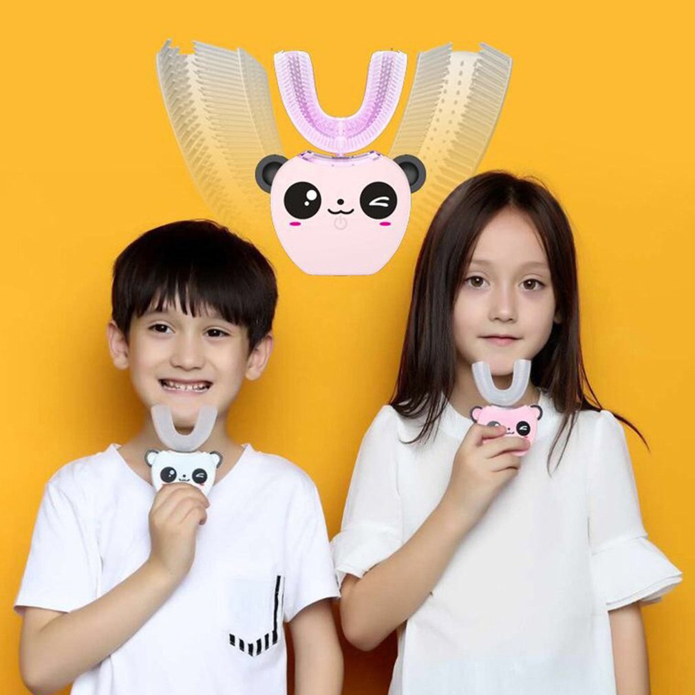 360 Graden Kinderen Kids Baby Smart Sonic Elektrische Tandenborstel U-Vormige Siliconen Automatische Tandenborstel Tandenborstel Usb Opladen