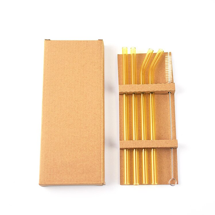 4 Stuks Herbruikbare Glas Rietjes 8Mm Rechte Gebogen Glas Rietjes Eco Vriendelijke Cocktail Rietjes Voor Dranken Melk Koffie: 6