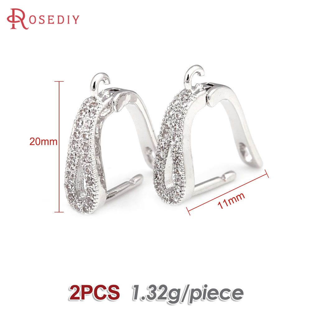 Pasador de latón y circón de Color dorado de 18K para mujer, suministros de fabricación de joyas Diy, accesorios para pendientes