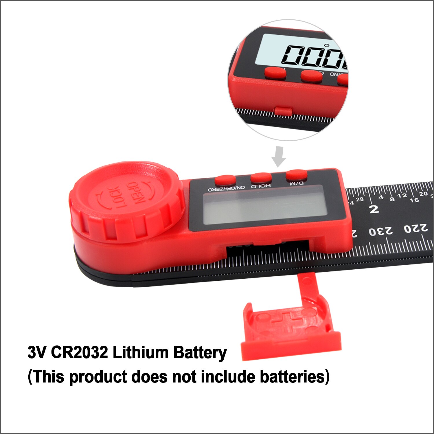 Rz Digitale Gradenboog Hoek Heerser 200Mm 8 Inch Hoek Finder Meter Rvs 360 Graden Goniometer Inclinometer Detector