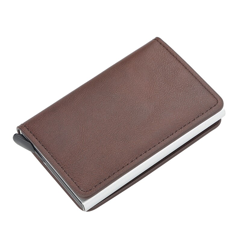 Man Vrouwen Smart Wallet Visitekaarthouder Rfid Portemonnee Aluminium Metal Credit Business Mini Card Wallet: coffee