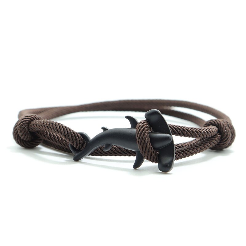 Noter Mens Bracelet Handmade Adjustable Marine Animals Shark Braclet Double Layer Cord Chain Surfing Braslet Beach Joias
