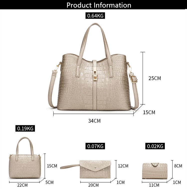 Crocodile women's bag messenger bag four piece mother bag