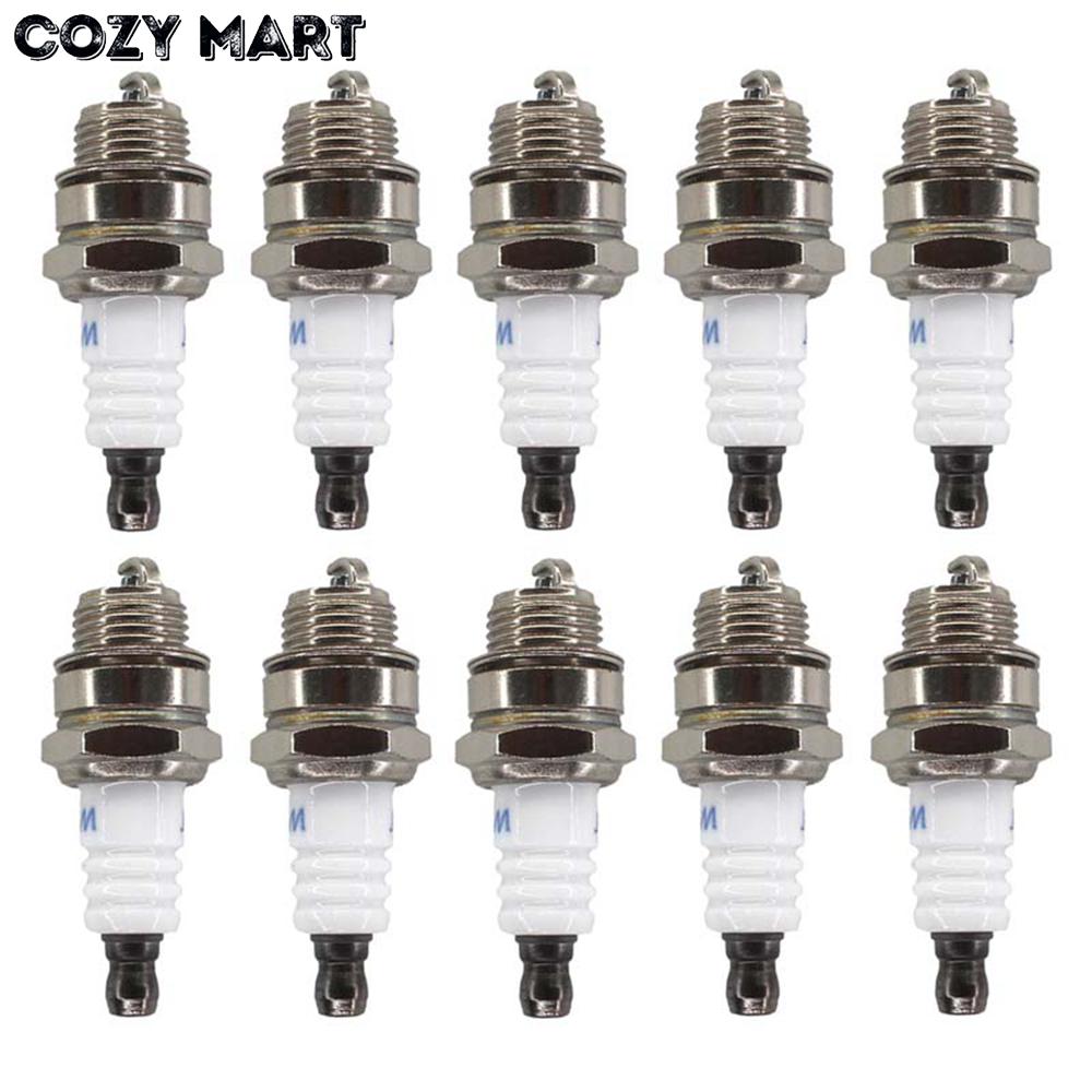 10Pcs Spark Plug for 2 Stroke Engine 25cc 52cc 62cc Chainsaw Brush Cutter