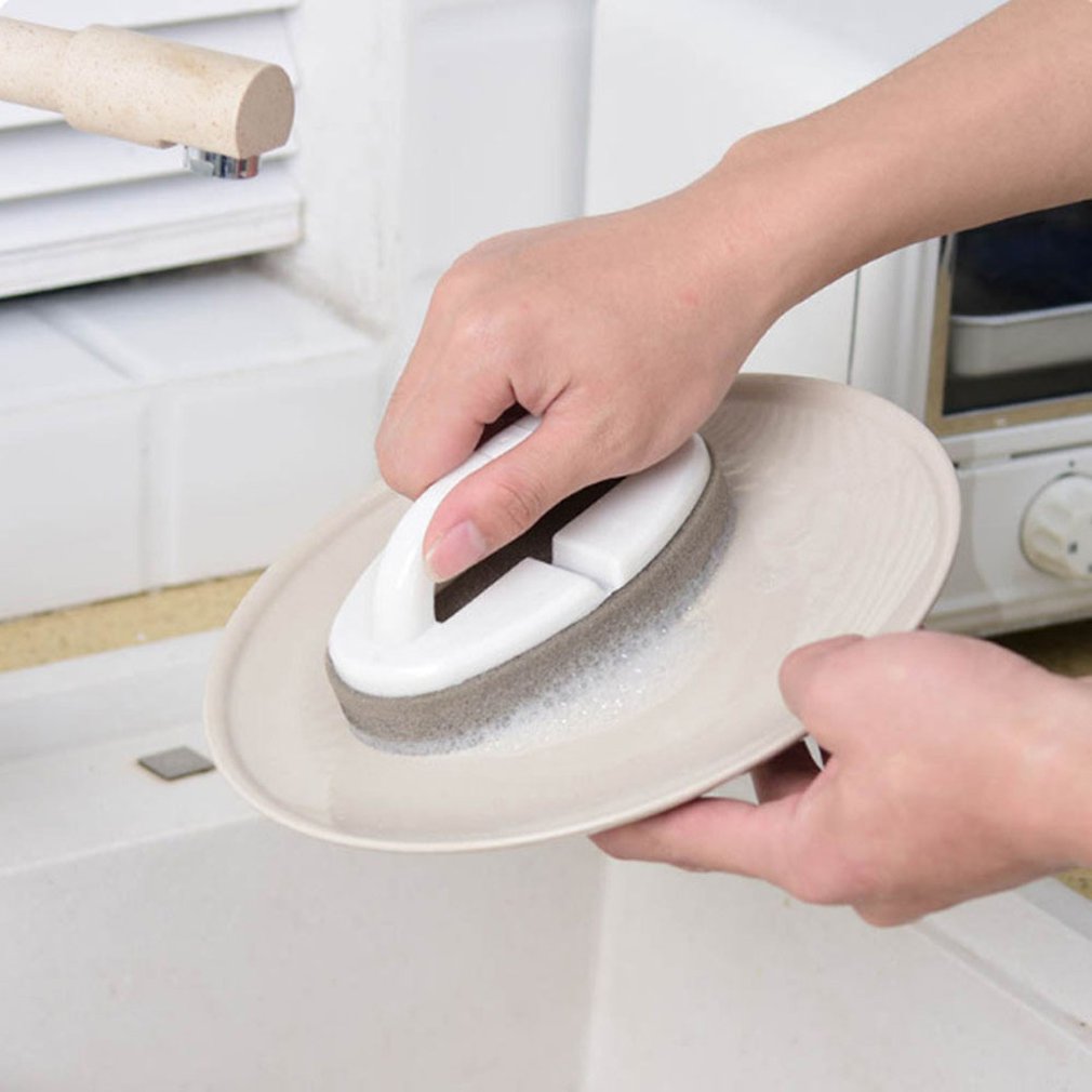 Cepillo de esponja con mango, fácil limpieza, baño, inodoro, cocina, pared de vidrio, cepillo de baño, cepillo de fondo, herramientas, 1 Juego