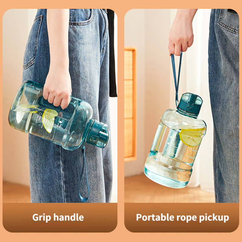 1.5L/2L sans Bpa Sport bouteille bouilloire 1 Gallon grande capacité Tritan bouteille d'eau avec paille boisson bouteille d'eau tasse