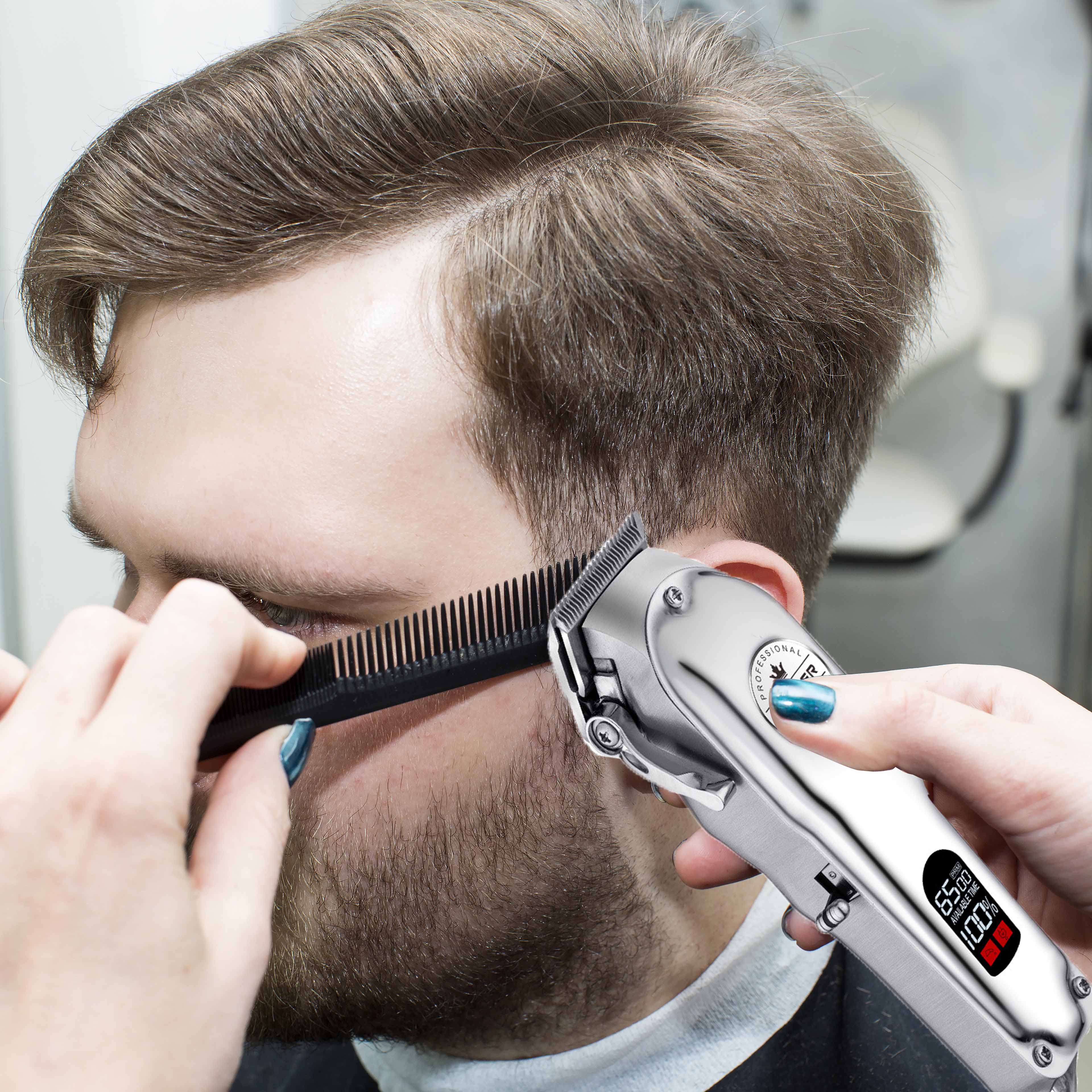 makina de corta cabelo profesional kapper Tondeuse trymer Trimmers Professionele Tondeuses Mannen Clippers Kapper Haar Snijmachine Voor Barbershop Lcd Tondeuse Alle Metalen