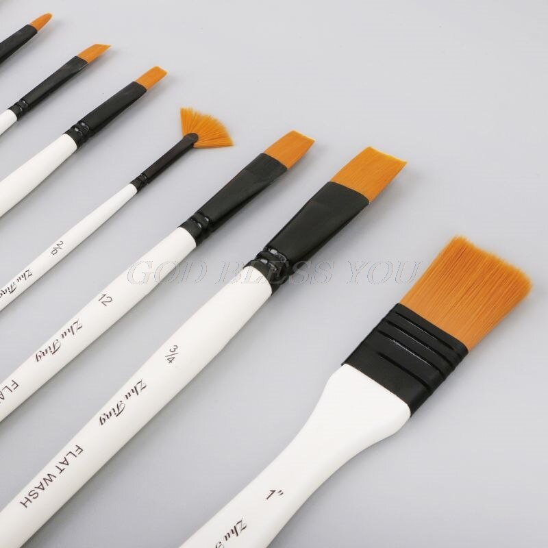 10 Stuks Nylon Haar Art Schilderij Borstels Set Acryl Olie Aquarel Artists Paint Brush Set Tekening Supplies
