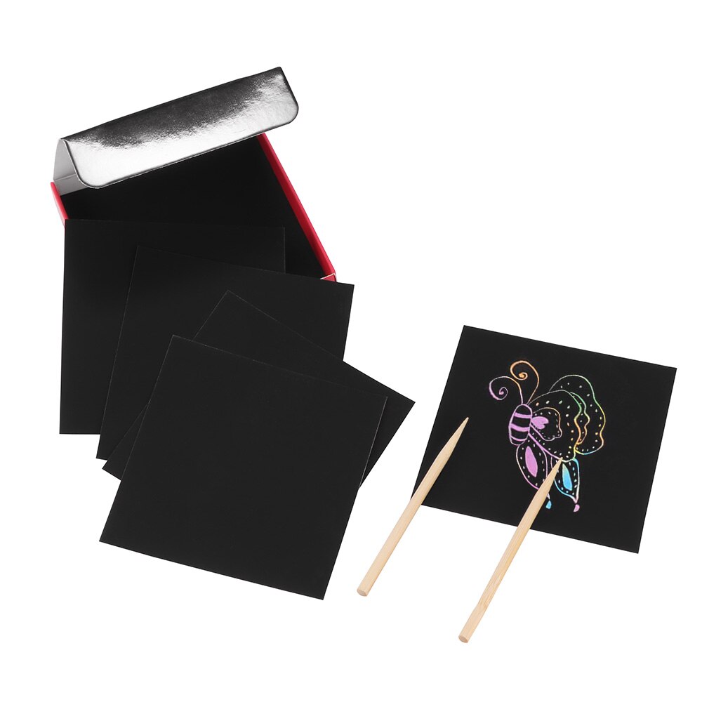DIY Colorful Mini Scratch Art Notes With Wooden Pen Scratch Drawing Toys Colorful Graffiti Notebook DIY Environmental