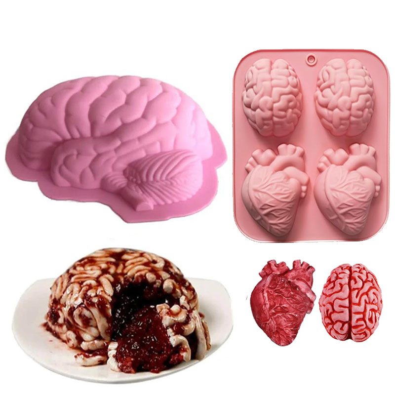 Halloween mózg silikonowe formy robić pieczenia deser ciasto patelnia czekoladowe galaretki gadżety kuchenne akcesoria Moldes Para Hornear narzędzia