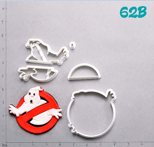 Ghostbusters Plastic Cake Cutter Set Custom Made 3D Printed Fondant Cupcake Top Cookie Cutter Cortadores De Fondant: 62B 3 inch