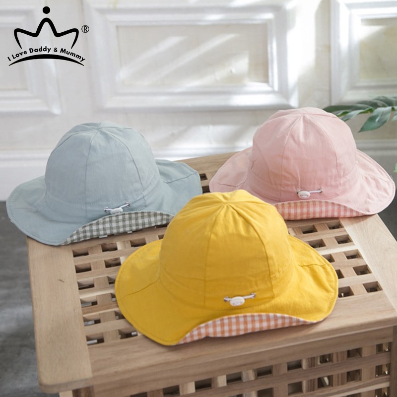 Sombrero de bebé para exteriores de verano, gorros de doble cara para niña, protección solar para chico, gorro de playa sólido, sombrero de algodón para niño, sombrero de cubo de niños