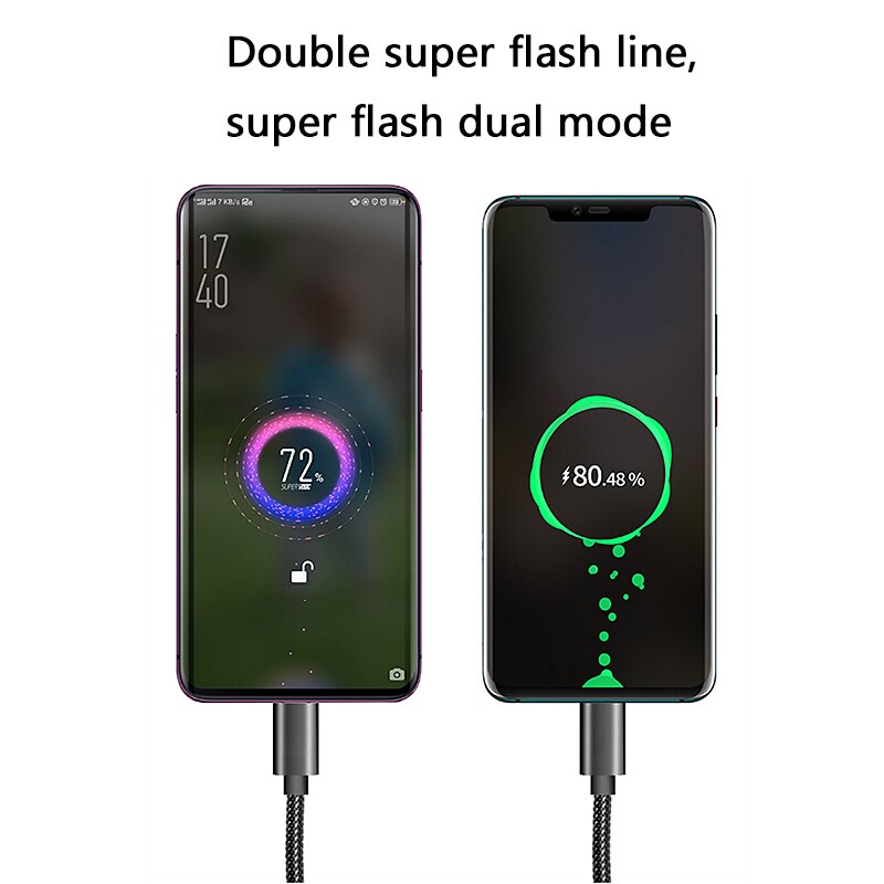 Hurtigoplader kabel 5a 2m usb type c kabel til huawei  p20 lite hurtig opladning hurtig oplader kabel til samsung  s9 8 note 9