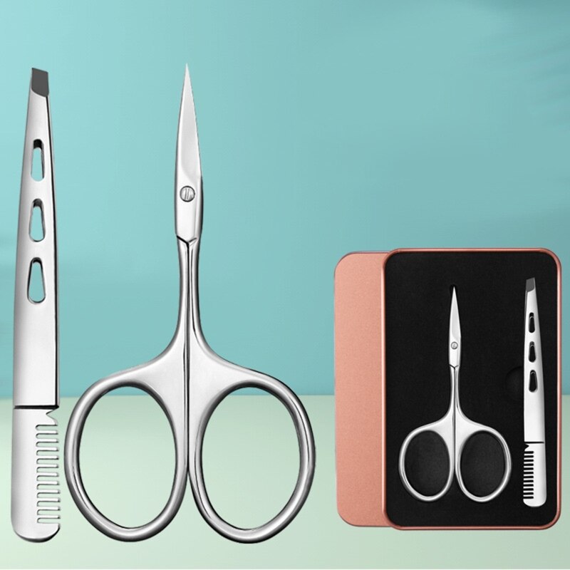 Forbici per trucco in acciaio inossidabile naso portatile capelli sopracciglio ciglia Trimmer rifilatura facciale pinzette strumenti di bellezza