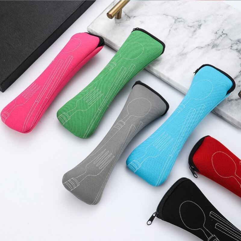 Portable Tableware Bag Cutlery Bag Dinner Set Travel Packaging Storage Box Dinnerware Picnic Fork Spoon Bag Tableware with Bag