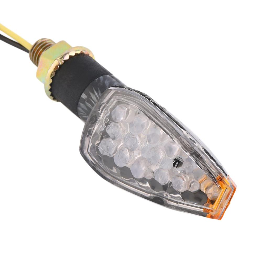 Indicador de señal de giro Universal para motocicleta, luz ámbar, flexible, lámparas irrompibles, color negro, 12V, 2 piezas, 14 LED,