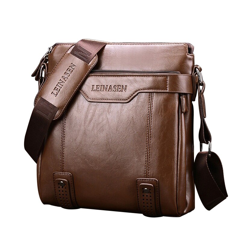 Casual Men Messenger Bag Smiple Briefcase Business Man Vintage Pu Leather Crossbody Bags Travel Shoulder Bags Male: Brown