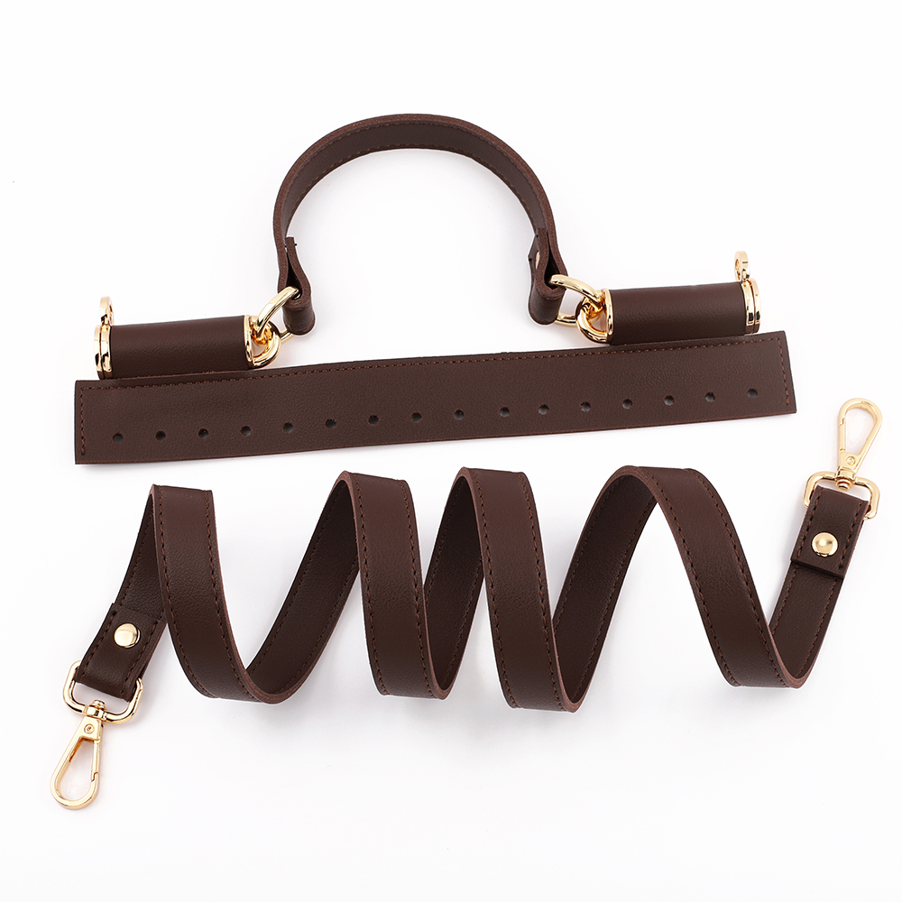 1einstellen Leder Häkeln Tasche Teile Mit Löchern Schwarz Kaffee Gewebte Tasche einstellen Patchwork Griff Gestrickte Tasche DIY Handgemachte Tasche zubehör