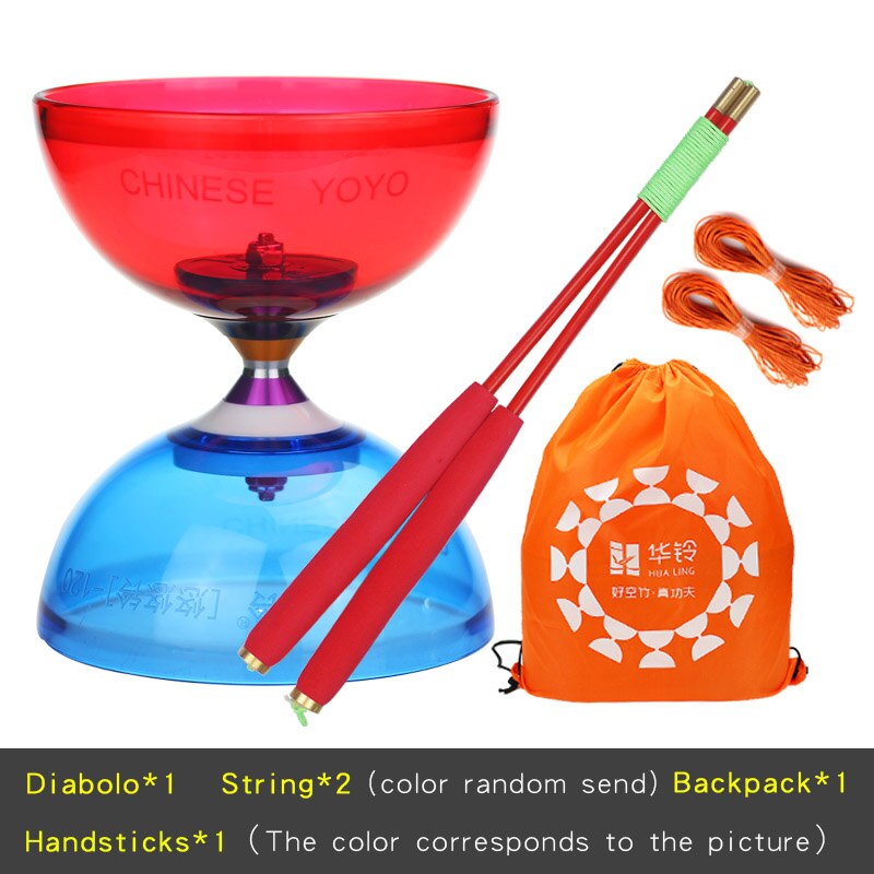Chineseyoyo lager diabolo jonglering leksaker diabolo set packning 6 färger att välja med string bag: Röd blå