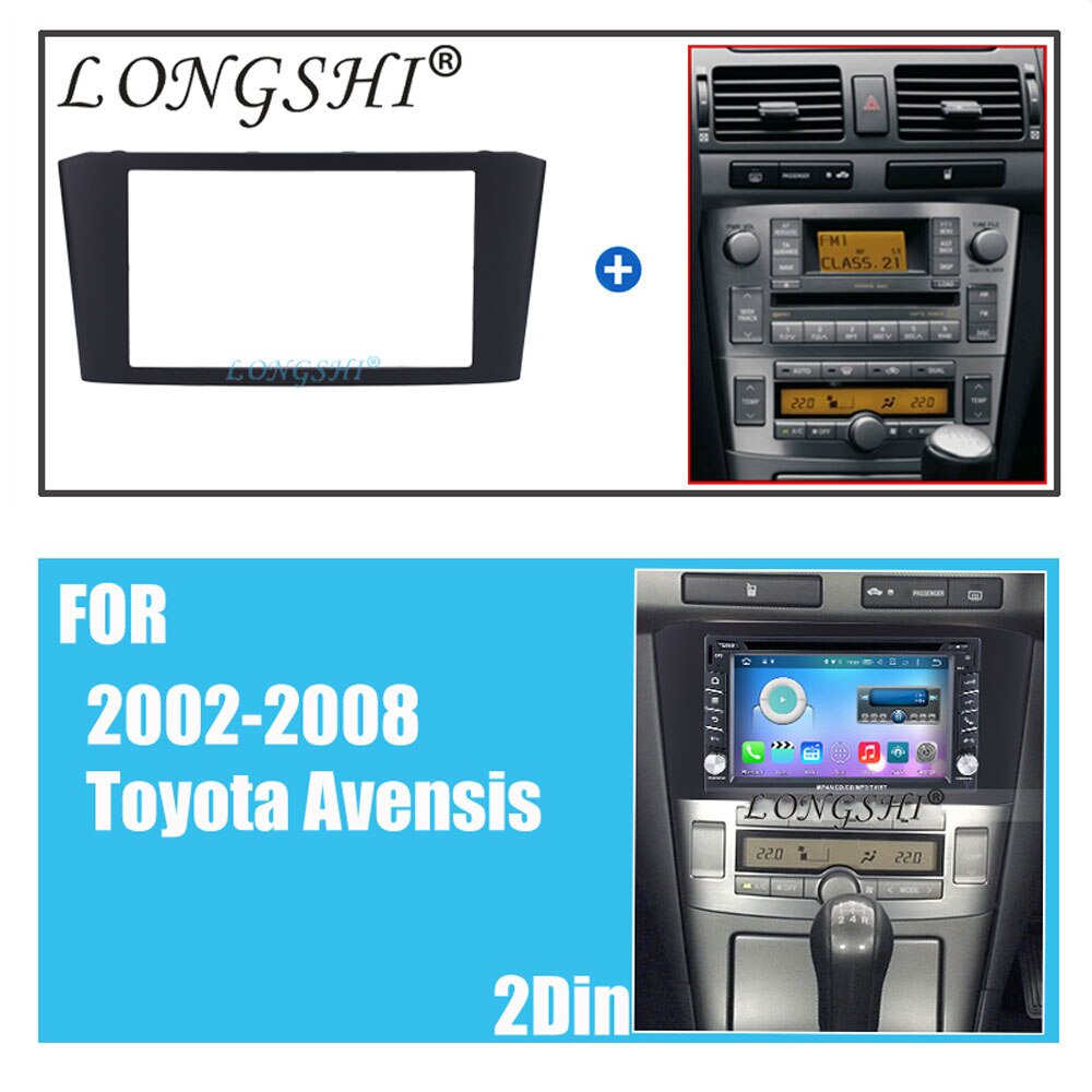 Panel adaptador de placa frontal para coche LONGSHI con doble Din para Toyota Avensis 2003, reproductor estéreo y DVD, Marco 2 Din