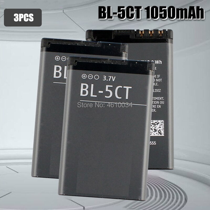 Bl -5ct bl 5ct genopladeligt mobiltelefon erstatningsbatteri til nokia  c5-00 6303 c3-01 3720 classic batteri: 3 stk