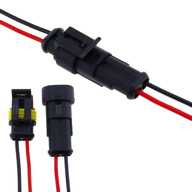 2-poliger, versiegelter, wasserdichter Steckverbinder-Steckersatz für elektrische Leitungen mit Kabel