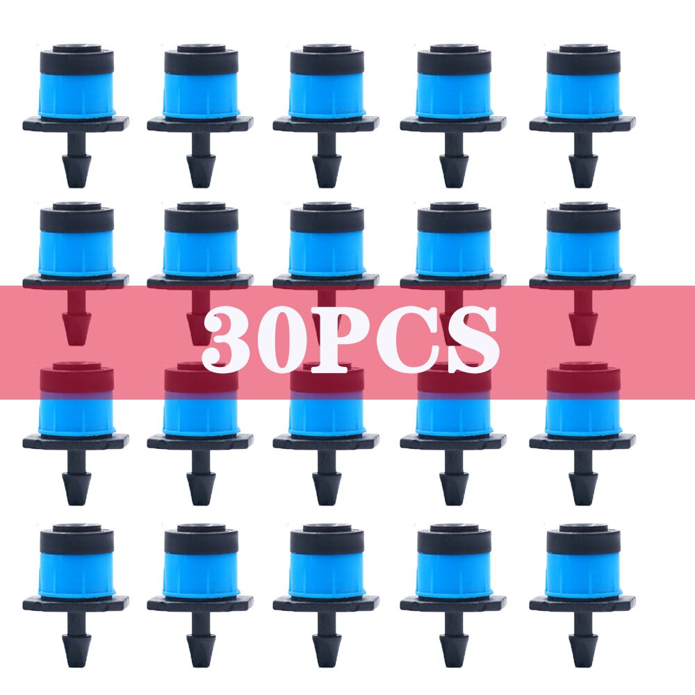 Adjustable 1/4 Irrigation Misting Dripper Sprinkler Head Hose Garden Micro Flow Drip Head Greenhouse Watering Tool for Garden: 30pcs blue barb