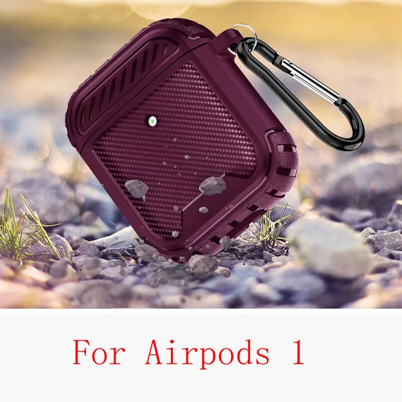 Carbon Fiber Earphone Case for Apple Airpods Pro Case for Airpods 1 2 3 Soft Shell Shockproof Cover Case for Air pods 1 2 3 Pro: For Airpods 1 Wine