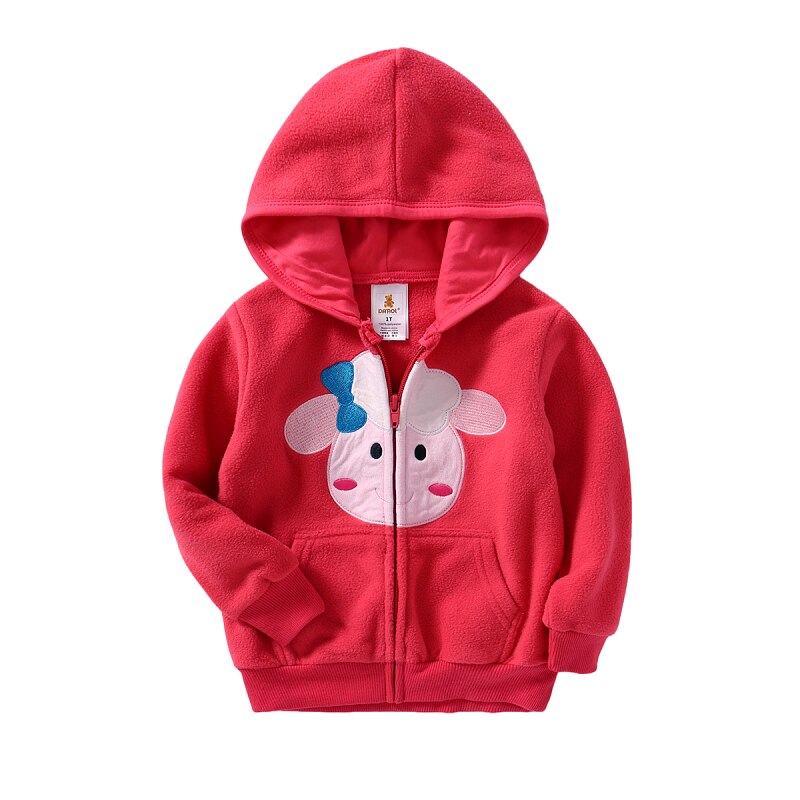 Baby Jongen Jas Kinderen Jas Herfst Meisje Uitloper Jas Capuchon Fleece Cartoon Geborduurde Rits Top: Red / 1T