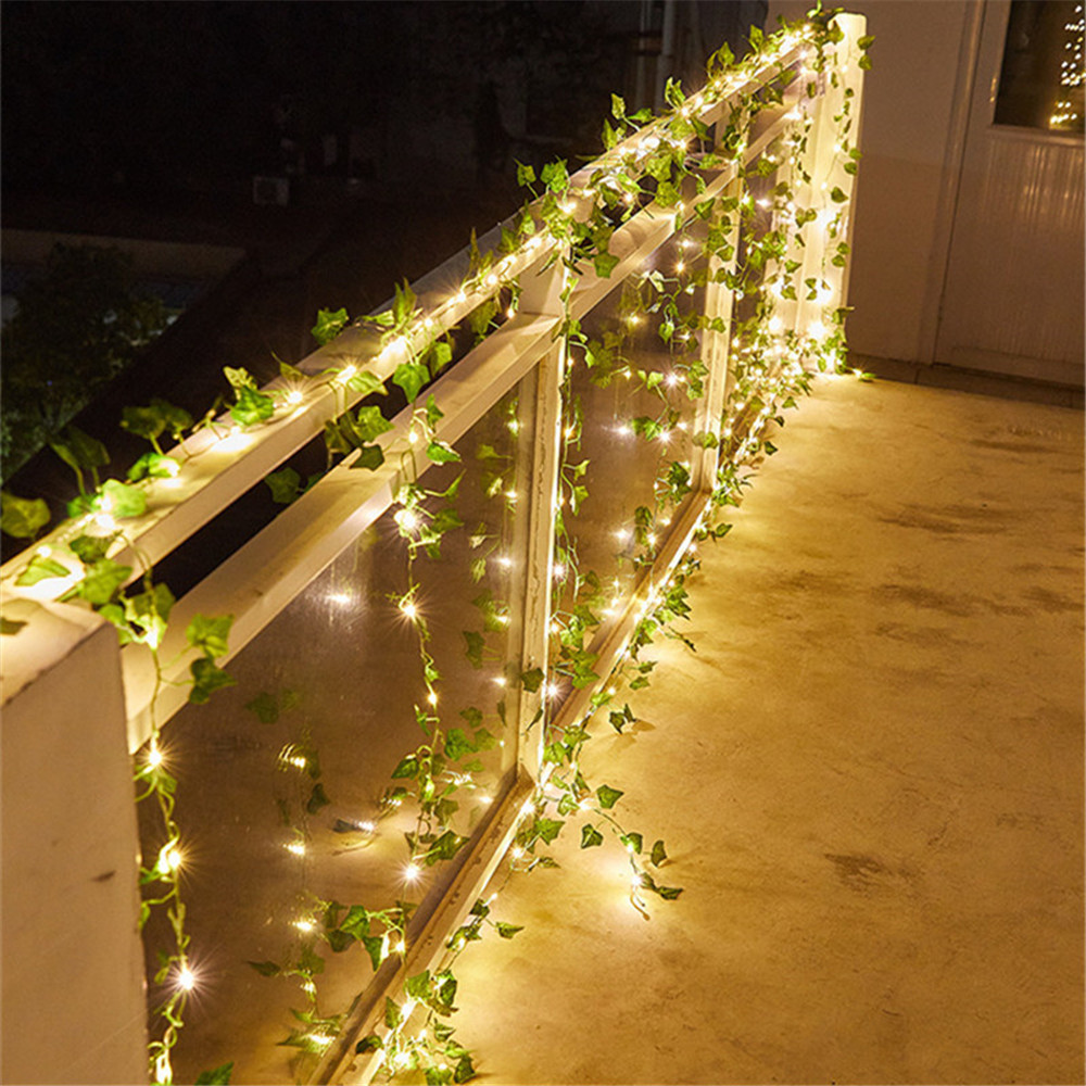 Solar String Light Kunstmatige Leaf Garland Verjaardag Decoratie Outdoor Kamer Gordijn Lamp voor Bruiloft Tuin 100/50/20LED