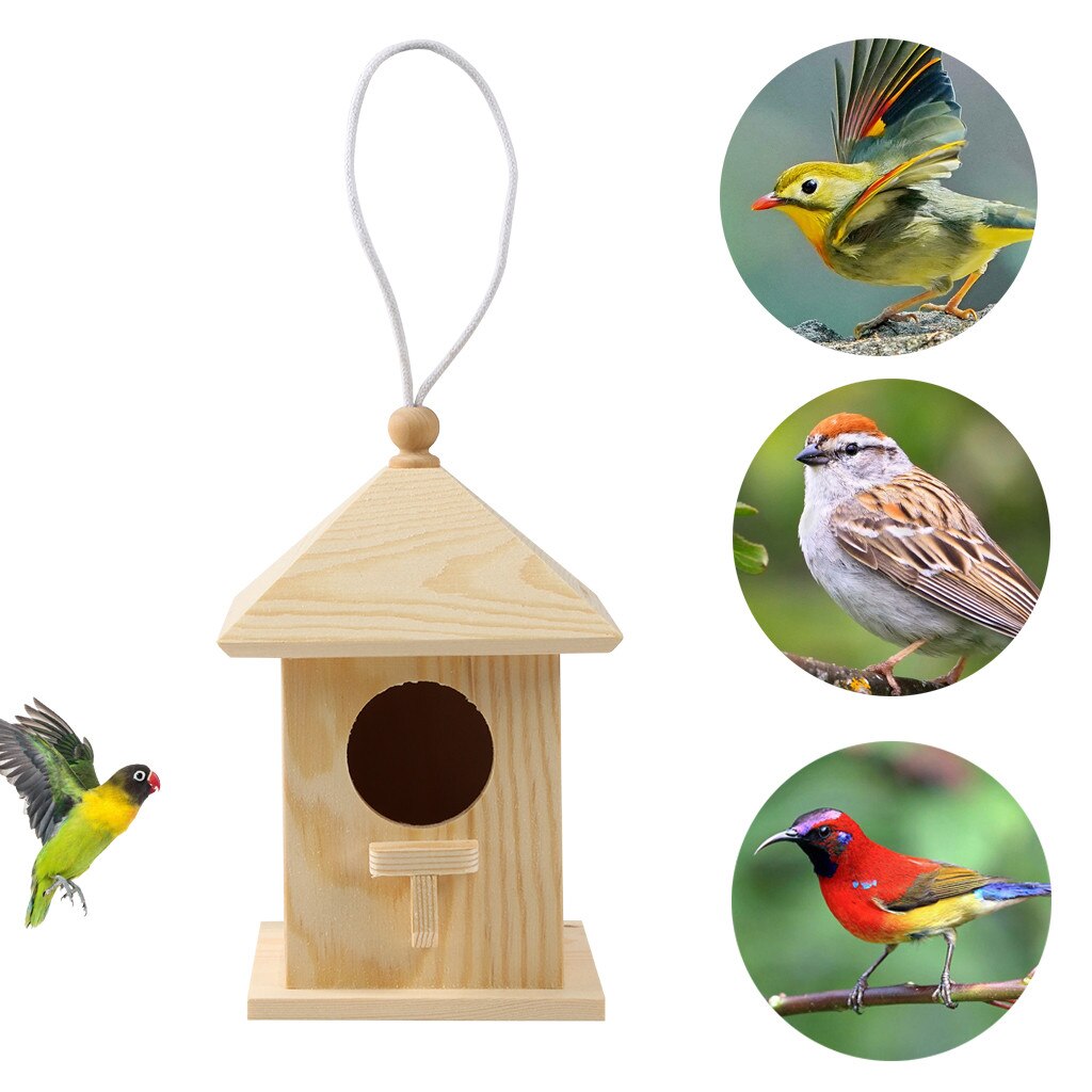 Houten Vogelnest Opknoping Vogel Huis Nestkastje Opknoping Vogelkooi Outdoor Thuis Tuin Decoratie Houten Doos Jaulas Para Aves