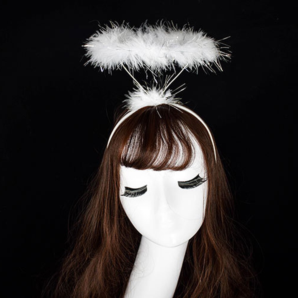 Guirnalda de Ángel de , Aro para el pelo hecho a mano, utilería de Cosplay esponjosa creativa para mujeres, chicas, , despedida de soltera, decoración para la cabeza, accesorios