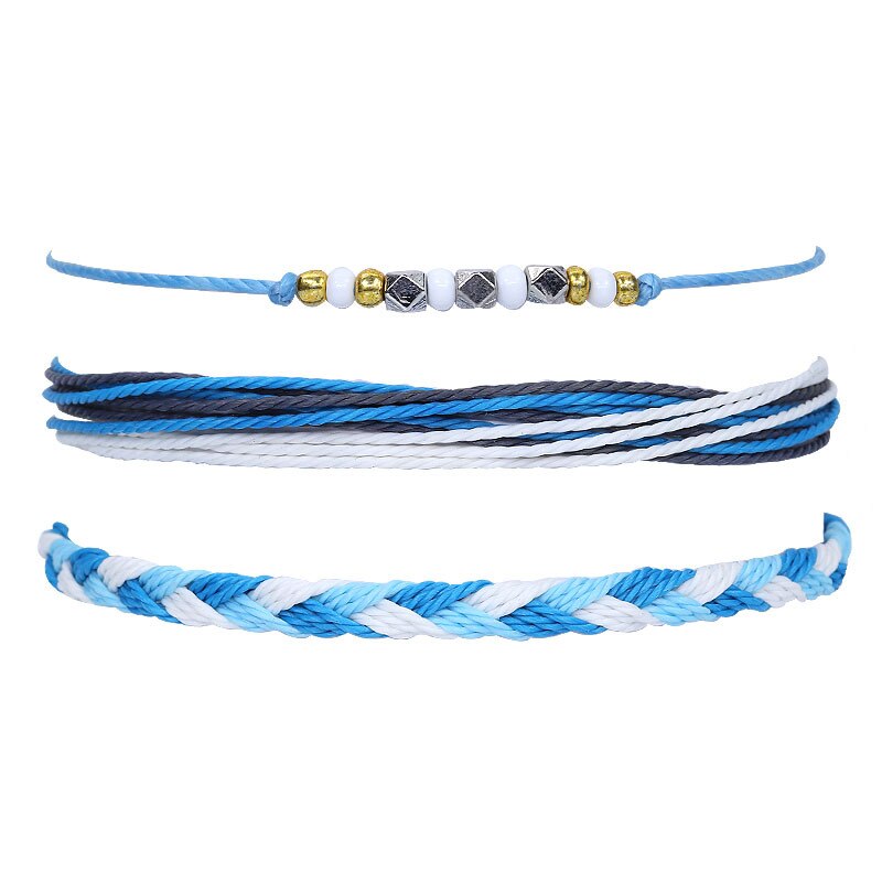 7 Stile Boho Hand-gemacht Bunte Multi-schicht Wasserdicht Wachs Linie Armbinde Frauen Sonnenschein Strand Surfen Schmuck Armbinde: Frau269