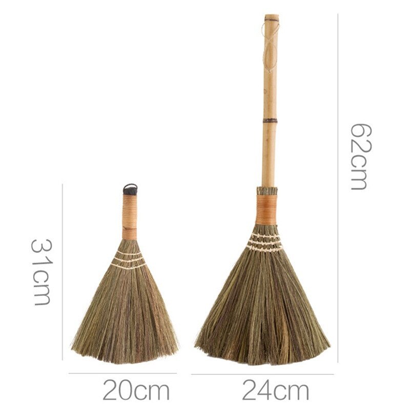 Wood Floor Sweeping Broom Straw Braided Manual Archaize Broom Sweeper Soft Hair Fur Household Floor Home Duster Cleaning Tool