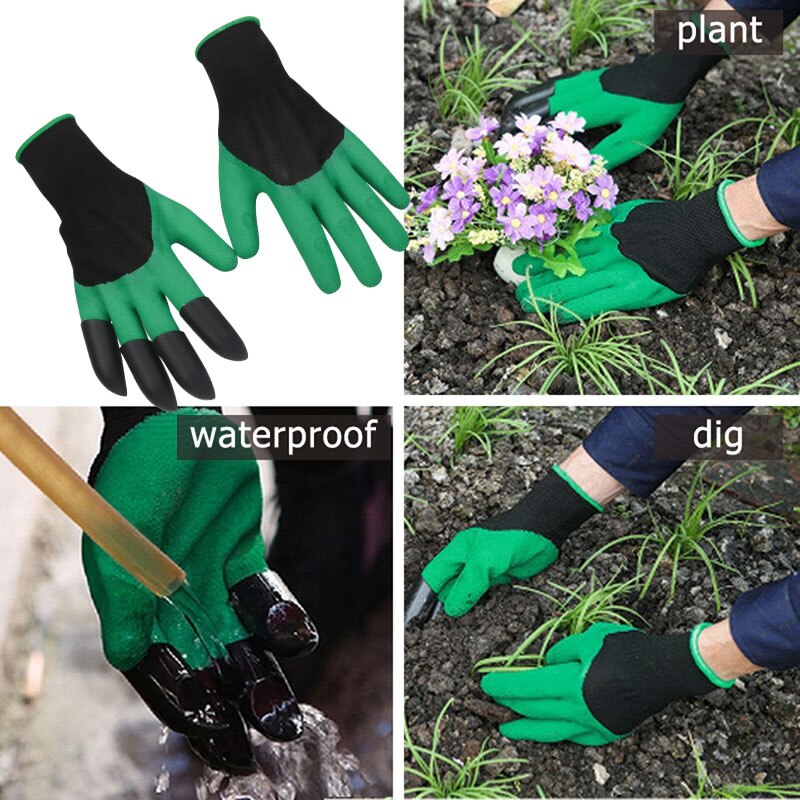 Gants de jardin pour plantes avec des griffes du bout des doigts rapide facile à creuser et à planter sans danger pour les moufles roses creusant des gants ménagers imperméables