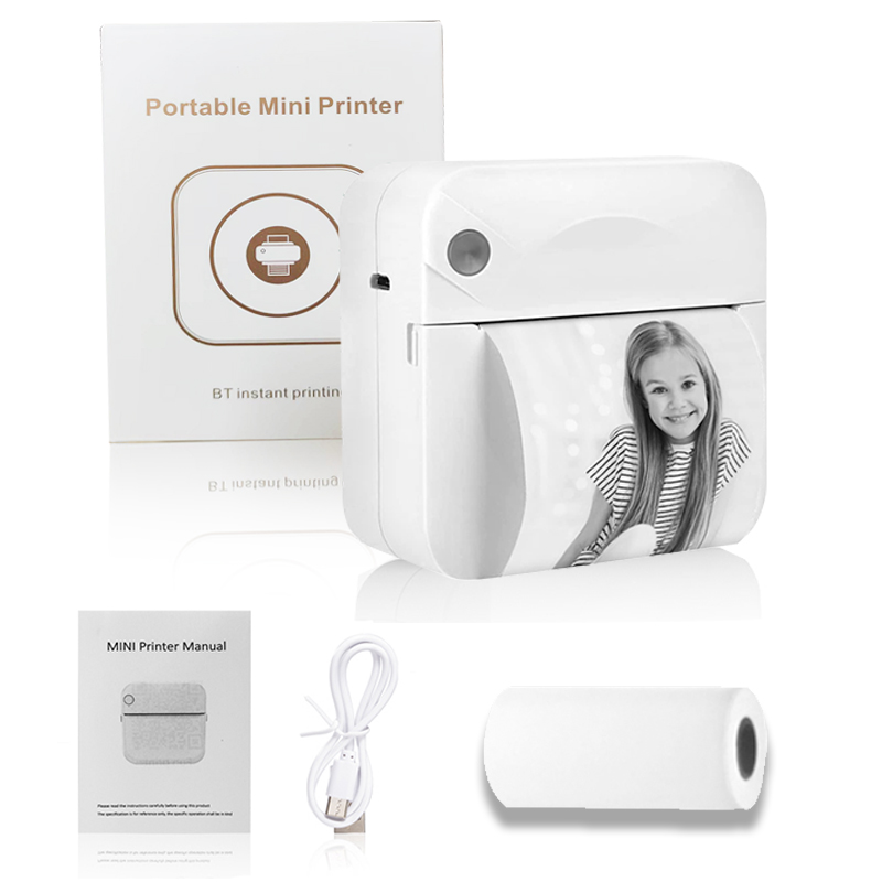 Mini impresora portátil de impresión térmica, máquina de impresión inalámbrica sin tinta, de bolsillo, autoadhesiva, para etiquetas y fotos: Verde