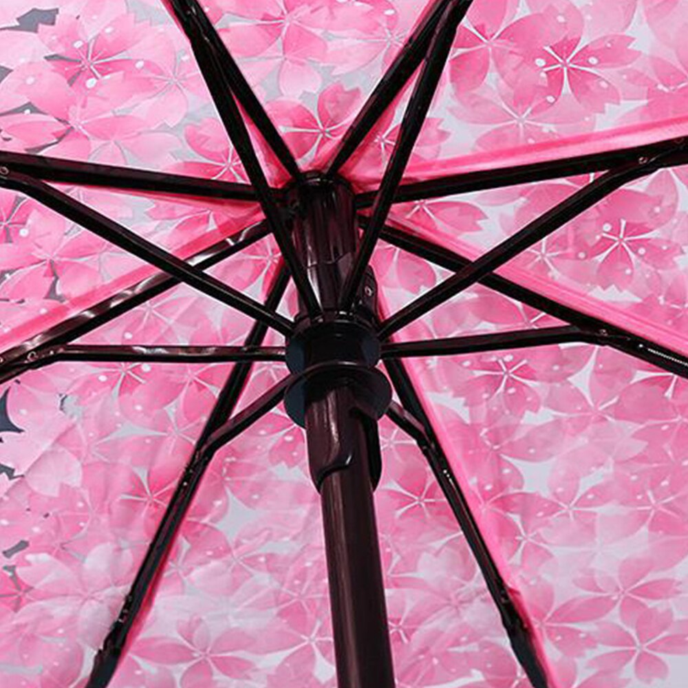 Paraguas transparente automático de lluvia para mujer, paraguas femenino de 3 etapas con 8 costillas, rosa, Morado, azul y verde, con imagen